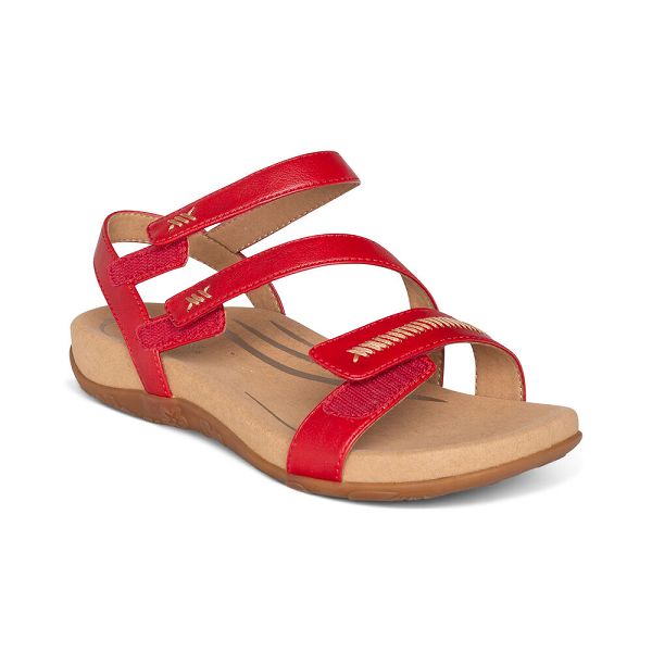 Aetrex Women's Gabby Adjustable Arch Support Sandals Red Sandals UK 8211-031